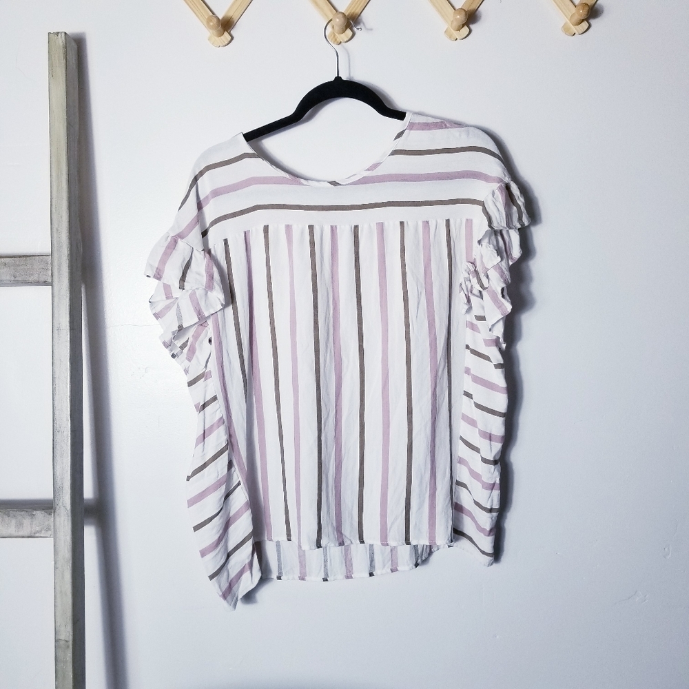 LEE LEE'S FOREST NYC RUFFLED BLOUSE SIZE LARGE